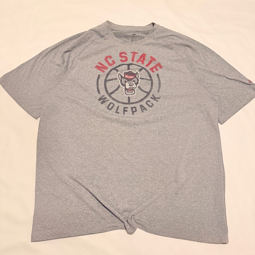 Adidas T-Shirt Mens XL Gray NC State Wolfpack Basketball Climalite Performance
